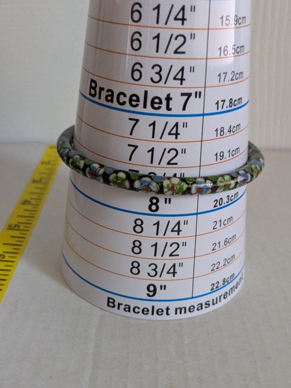 Vintage Floral Flower Motif Asian Style Bangle Bracelet
